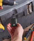 4 Digit Combo Padlock For Indoor And Outdoor Use All Weather Waterproof With Hardened Steel Shackle on toolbox
