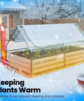 Raised Garden Bed With Cover And Mini Greenhouse Kit For Outdoor Use Galvanized Metal Planter Box Includes Two Screen Window Panels 20 T Tags Gloves Perfect For Growing Veggies And Herbs 6x3x1ft in snowy backyard