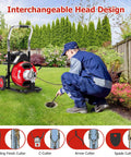 Knock Out Stubborn Drain Clogs Fast With This Hustle Ready 370W Auto Feed Sewer Snake Auger in use on grass.