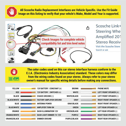 Color-coded wiring and connectors for Radio Replacement Interface With Steering Wheel Controls For Ford Focus 2015 2018 Non Amplified Factory Radio 4.2 Inch Screen Plug And Play LFD10 Car Stereo Wiring Harness Kit For Seamless Aftermarket Receiver Install
