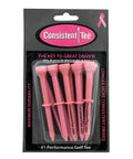 Pink pack of 10 3 1/4 inch biodegradable golf tees designed for consistent height and no guesswork, USGA compliant.