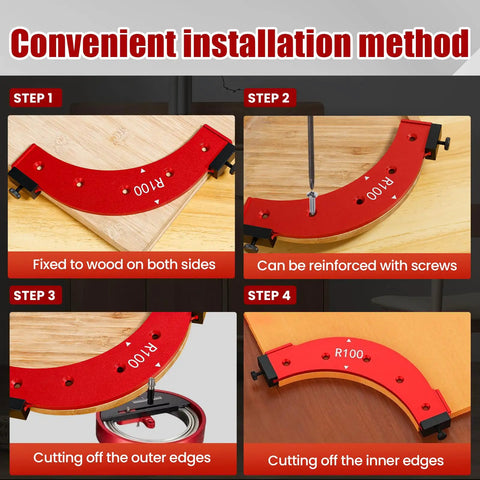 No Sweat Five Piece Round Corner Radius Template Set Tough Aluminum Alloy Router Jig for quick installation method steps