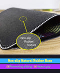 Close-up of Stitched Edge Slick Mouse Pad With Non Slip Rubber Base For Computers And Laptops, 9.6 X 7.9 Inch 0.1 Inch Thick Black Calendar Edition 2026, Textile Weave Surface For Precision Tracking, Washable, Fade Resistant showing non-slip texture.