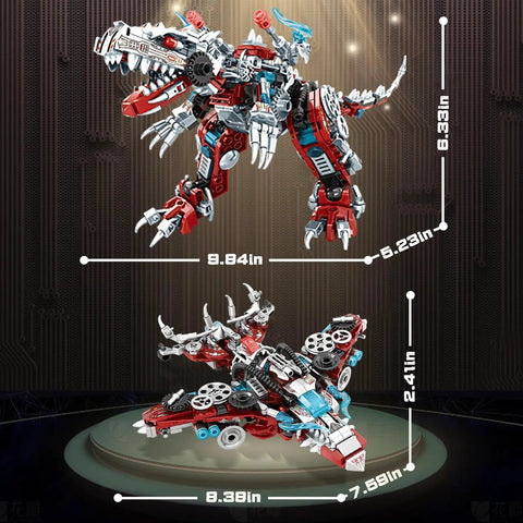 2 In 1 Dinosaur Mech Building Kit With 422 Pieces, Transform From Fierce Dino To Jet, Mech in dinosaur and jet forms