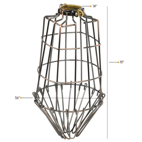 Sharp Bronze Metal Wire Cage Guard For Pendant Lamps With Badass Build Quality And Fly Design No Sweat Setup For Creative Lighting Projects And Chic Ceiling Lamp Shields, 14-inch height, open wire design.