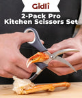 Everyday Kitchen Workhorse All Purpose Kitchen Shears And Seafood Scissors Set With Lifetime Replacement Warranty Heavy Duty Stainless Steel Cutters For Cooking Prep And Seafood Ergonomic Handles And Sharp Blades For Quick Easy Kitchen Wins. 2-pack scissors cutting crab claw