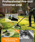 Person using Four Pack Twisted Trimmer Line 0.095 Inch By 56 Feet For EGO Trimmers Replacement String on grass