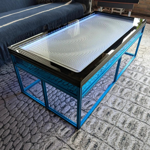 Premium Blue 2020 T Slot Aluminum Extrusion Profiles 48 Inch Long used for DIY coffee table with glass top and sleek finish.