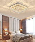 20 Inch Crystal Ceiling Light Flush Mount With Remote Control 3 Color Temperatures And Brightness Adjustable in bedroom view
