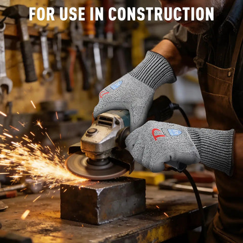 Cut Resistant Work Gloves Set, ANSI Level 5 Protection With PU Coating And Steel Reinforcement, Touchscreen Compatible, 12 Pairs