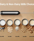 Barista Grade Variable Speed Milk Frother With Battery Operated Handheld Wand And Stand for various milk types