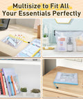 14 Pack Mesh Zipper Pouches Set In 8 Sizes Clear Water Resistant Zip Bags for organizing notebooks, pens, and cosmetics