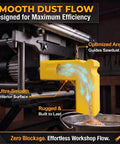 Heavy Duty Table Saw Dust Collection Adapter With Universal Hose Connector showing smooth dust flow design for efficient sawdust extraction.
