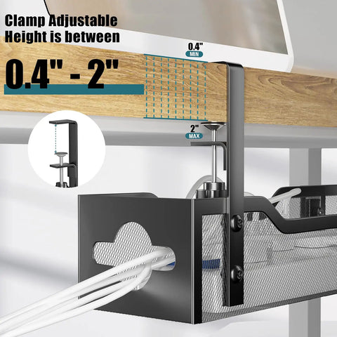 Under Desk Cable Management Tray Clamp On 25 Inch Wire Organizer For Office And Home No Drill No Damage To Table