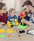 Children and adult assembling Interactive Robot Building Kit for Kids Ages 8-12, Hands-On STEM Toys With Bubble Machine components