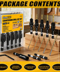 14 Piece Countersink Drill Bit Set With HSS Titanium Coated Bits For Woodworking, includes magnetic extension and storage box.