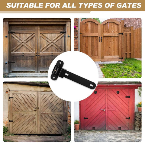 Beefy 4 Pack 13 Inch Heavy Duty Gate Hinges 900 Lb Capacity 180 Degree Open Thickened Solid Carbon Steel Hardware Bolt On Or Weld On For Barn Wood Metal Gates Fences Sheds Garages Garden Gates Obround Hole on wooden and metal gates