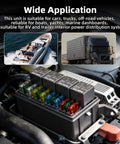 Waterproof 12V Fuse And Relay Box With 12 ATC ATO Fuses and Four Relay Slots Prewired Harness For Marine And Automotive Use in vehicle engine