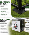 Durable Steel Frame Golf Driving Cage With Net For Backyard Practice, corner base stability, multi-layer target net close-up