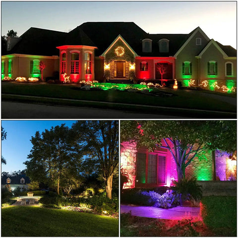 Outdoor RGBW Spotlight Kit 120V 12W Color Changing Landscape Lights With Remote Control Waterproof 6 Pack For Yard Path Garden Decor 16 Colors Plus Warm White Remote Dimming Memory Function