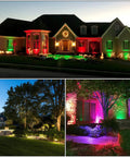 Low Voltage RGBW Landscape Lights With Connectors 12 Pack 10W Color Changing LED Pathway Lighting highlighting house at night