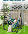 Woman reading in a 2 In 1 Hammock And Swing Chair With Collapsible Steel Stand And Portable Carry Case, adjustable for outdoor use.