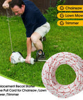 Replacement Recoil Starter Rope for Husqvarna Stihl Craftsman, 3.0mm diameter, 10 meter cord, shown with trimmer