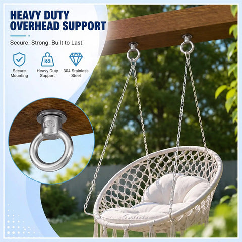 4 Pack M10 Stainless Steel Eye Bolts With Nuts Three Eighths Inch By Eight Inches Heavy Duty Marine Grade Hardware Built Tough For Lash Points Towing Lifting And Other Industrial Or Home Projects overhead support for hanging chair