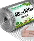 Galvanized Heavy Duty Hardware Cloth Quarter Inch Mesh 48 Inch By 100 Foot 23 Gauge Welded Wire Mesh Roll with hand for scale