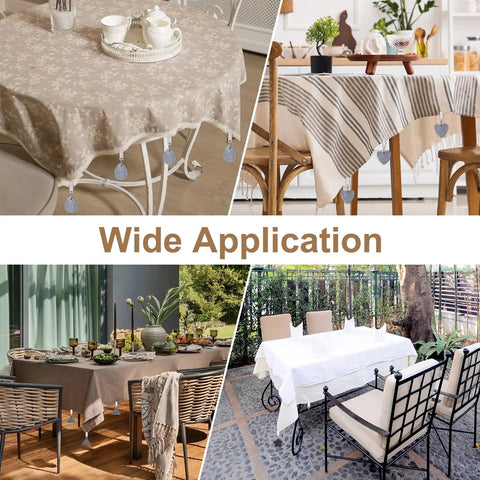 8-Piece Tablecloth Weights With Metal Clips Marble Heart Pendant Style 4.5 X 4.5 Cm for outdoor decor in various settings.