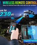 Person holding RF remote for RGB 8 Gang Dual Control Switch Panel With RF Remote 230Ft Range Backlit Off Toggle Momentary Strobe