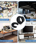 One Inch Desk Hole Wire Grommet Black Plastic Cable Cord Cover Organizer With Removable Lid shown in various setups