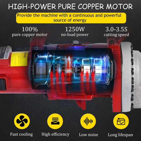 Xoiasth Heavy Duty Electric Hydraulic Rebar Cutter, 1250W Portable Power Tool featuring a pure copper motor for efficient cutting.