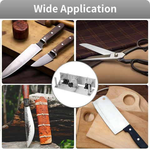 Heavy Duty Fixed Angle Belt Grinder Knife Jig For Precision Blade Sharpening durable aluminum alloy build in use with various knives and scissors.