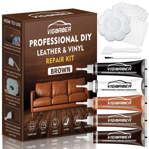Leather Repair Kit For Furniture And Car Interiors Fix Scratches Tears Holes And Peeling On Couches Sofas Purses And Jackets