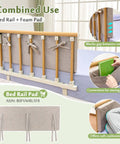Bed Rail For Seniors And Elderly Safety - Under Mattress Bar with foam pad, side handle for fall prevention and storage pocket