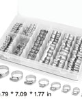 20 Piece Heavy Duty Hose Clamp Kit Set With Precise 1 4 To 7 16 Inch Sizing Crafted From Premium 304 Stainless Steel For Tough Plumbing Car Tuning And Fuel Line Repairs That Gotta Get The Job Done Right, 304 stainless steel hose clamps in organizer tray, 10.79 x 7.09 x 1.77 in