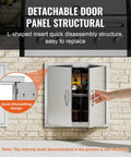 Double Door BBQ Access Door 24x24 Inch In Brushed Stainless Steel with detachable panel on outdoor kitchen brick wall