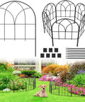 No Dig Black Metal Garden Fence Panels Six Pack Decorative Border for Yard And Flower Beds Dog Fence Outdoor Edging
