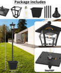 64 Inch Solar Lamp Post With Planter For Garden And Pathway, Waterproof Outdoor Lighting Poles For Lawn setup components