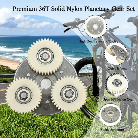Beefed Up E Bike Motor Gear Clutch Kit With 36T Nylon Planetary Gear Set And 88mm Clutch For Bafang Hub Motors 500W 750W