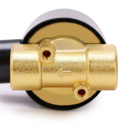 Heavy Duty 3 8 Inch Zinc Alloy Solenoid Valve 12 Volt Dc Normally Closed Npt 0.6 Cv showing gold connection with inlet on top.