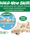 Jet Plane Ace Wooden Model Kit for Kids 5 and Up Easy Build STEM Craft Set with Pre-Cut Pieces and Glue instructions