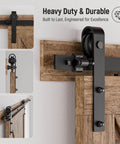 4 Foot Single Sliding Barn Door Hardware Kit Black With Carbon Steel Hangers And Flat Track System for Closet or Kitchen close-up