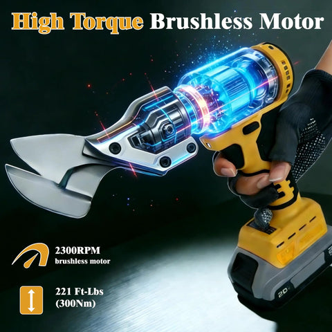 20V Max Cordless Sheet Metal Cutter Bare Tool Compatible With 20V Max And 60V Flex Batteries shown in use with cutting shears