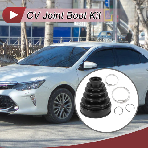 CV Joint Boot Kit Fits Toyota Camry 2007 To 2011 And Highlander 2001 To 2009 Inner Constant Velocity Boot With Clamps Black Rubber Replacement Auto Part Includes 1 Boot 2 Clamps 2 C Type Buckles DIY Friendly Easy Install, black rubber boot and clamps
