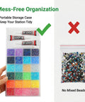 Nine Thousand Pcs Rainbow Rhinestones Bedazzling Kit with organized case and glue tubes, avoiding mixed beads