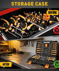 Before and after organizing 86 Piece Magnetic Screwdriver Set With Torx Slotted Phillips Precision Drivers, SAE And Metric Nut Drivers