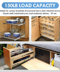 Heavy Duty Drawer Slides With 150 Lb Load Capacity Side Mount Ball Bearing Full Extension Runner For Cabinets And Tool Boxes 12 To 40 Inch Available No Lock in kitchen and RV storage usage.