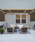 Outdoor setup with Pergola Canopy Replacement Cover Shade Cloth With Grommets And Weighted Rods For Outdoor UV Block Sun Shade Gazebo Backyard Deck Porch Balcony Brown 10x16 ft